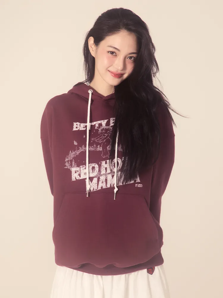 얼킨 X 베티붑 핫마마 후드_버건디
