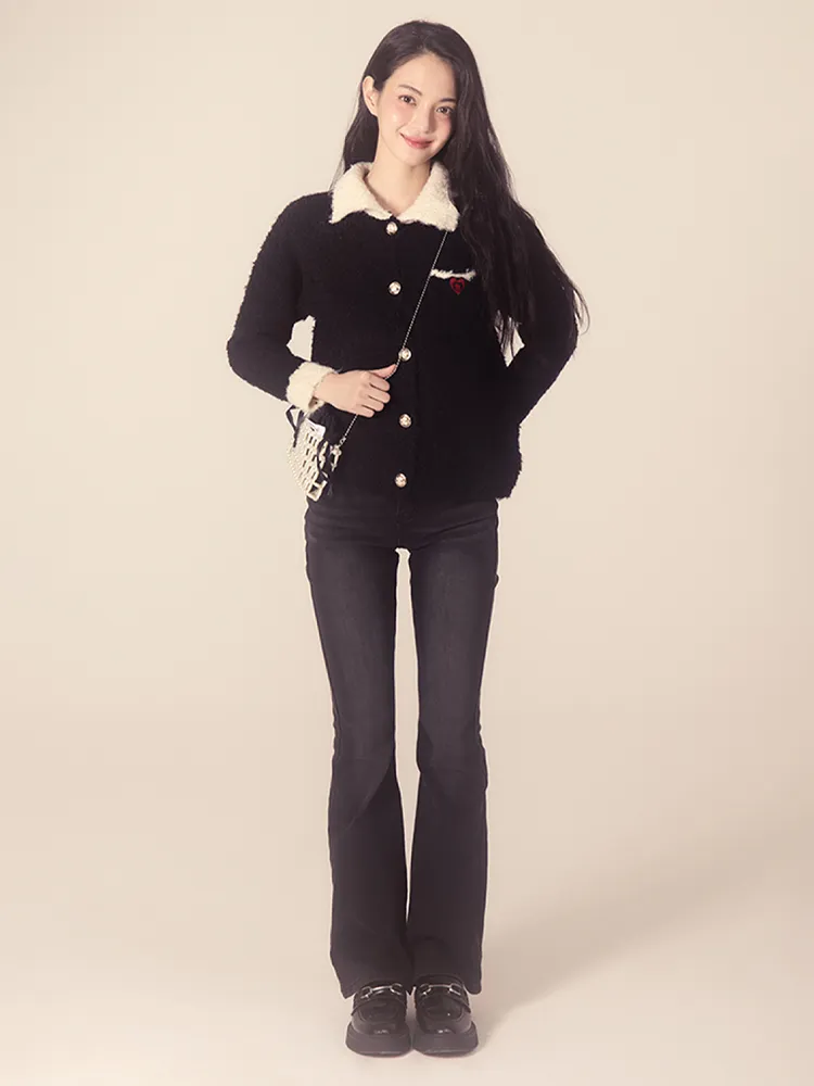 베티붑 캣 브러쉬 세미 부츠컷 팬츠_블랙