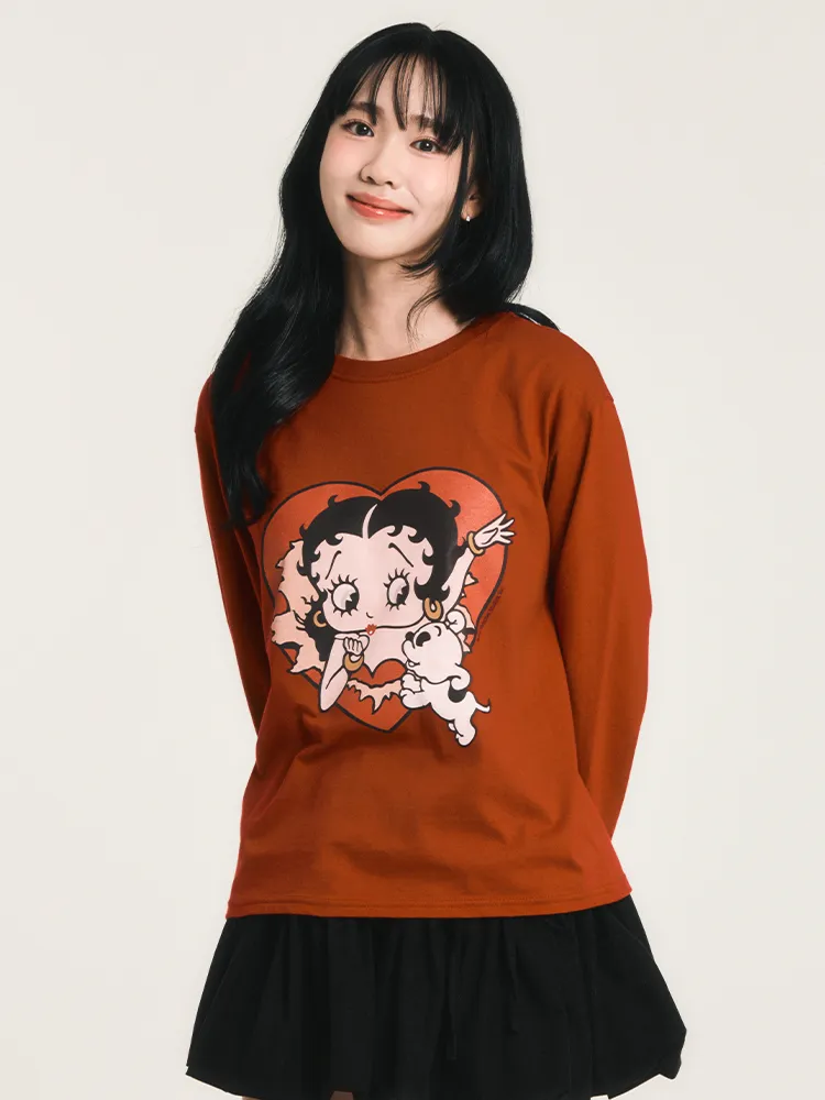 베티붑 하트 버스트 롱슬리브_레드